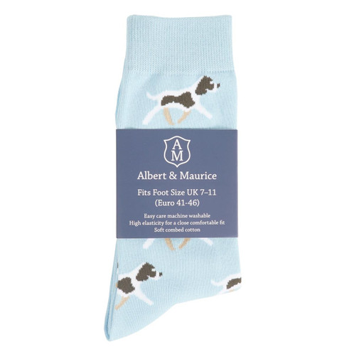 Light Blue Packed Albert and Maurice Mens Dog Socks