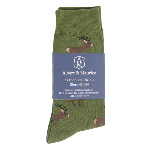 Green Packed Albert and Maurice Mens Stag Socks