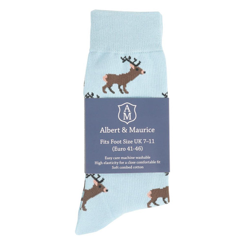 Light Blue Packed Albert and Maurice Mens Stag Socks