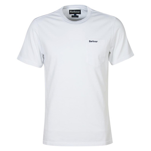 White Barbour Mens Langdon Pocket Tee