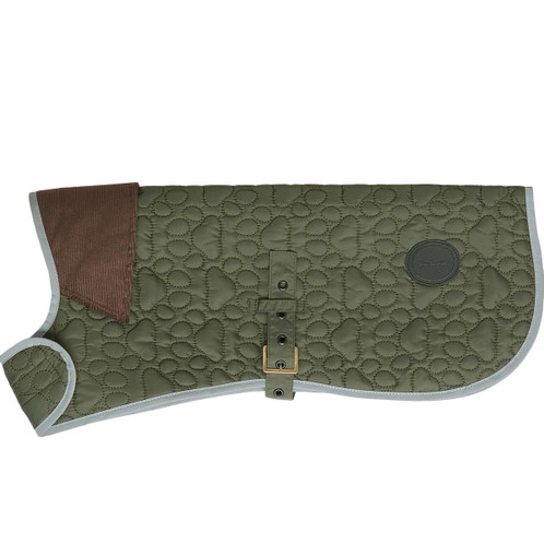 Olive Barbour Paw Quilt Dog Coat