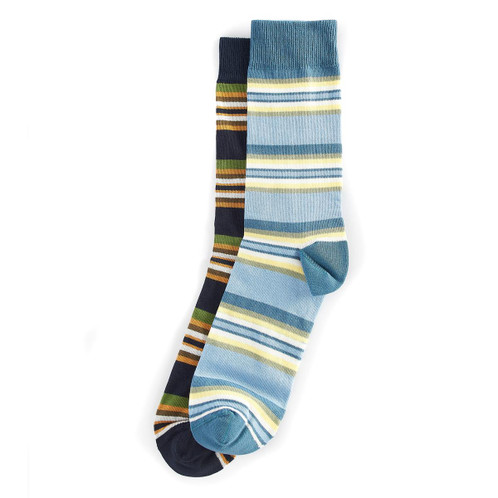 Navy/Sky Barbour Summer Stripe Socks 2 Pack