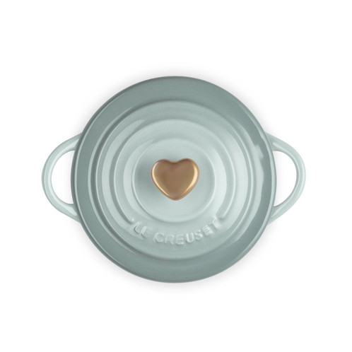 Sea Salt Le Creuset Stoneware Petite Heart Casserole Top View