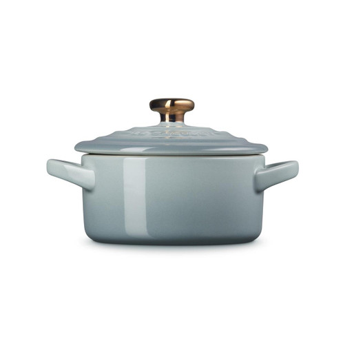 Sea Salt Le Creuset Stoneware Petite Heart Casserole Side View