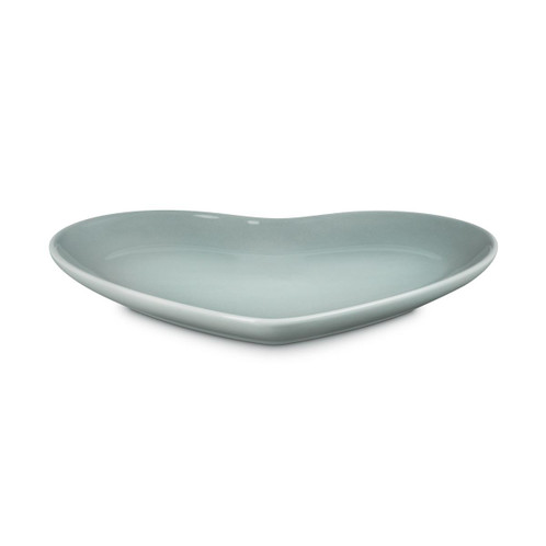 Sea Salt Le Creuset Stoneware Heart Plate Angle View