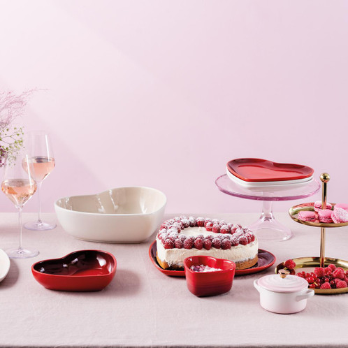Le Creuset Stoneware Heart Serving Platter Lifestyle In Use