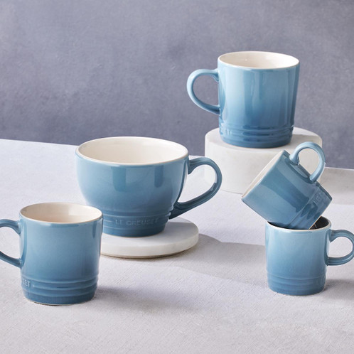 Le Creuset Stoneware Cappuccino Mug Azure Blue Chambray