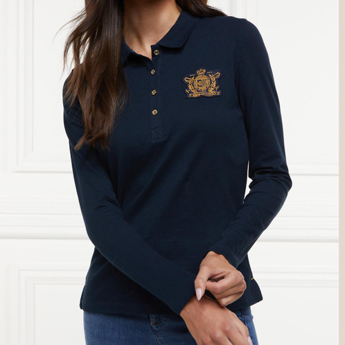 Holland Cooper Womens Long Sleeve Crest Polo