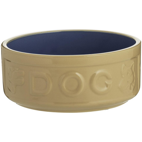 Mason Cash Cane and Blue Lettered Dog Bowl 15cm