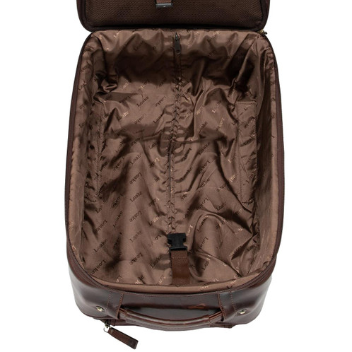 Brown Veg Tanned Calf Loake Paris Wheeled Suitcase Open