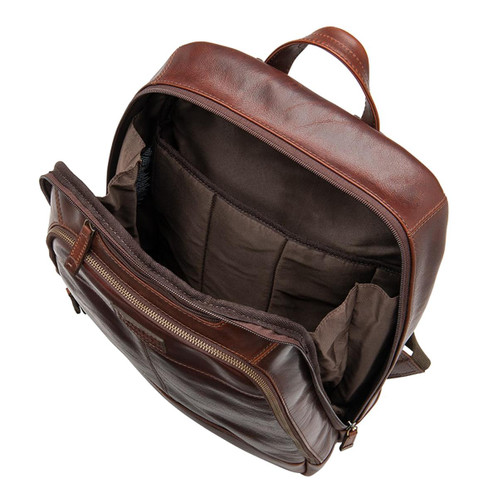 Brown Veg Tanned Calf Leather Loake Waterloo Rucksack Inside