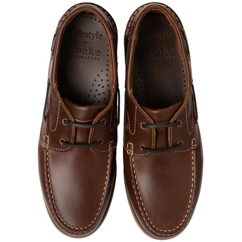 Brown Waxy Loake Mens Lymington Shoes Top