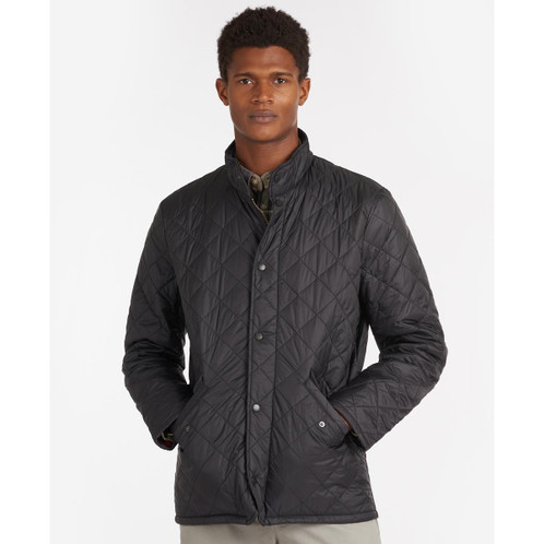 Black Barbour Mens Flyweight Chelsea Quilted Jacket Front
