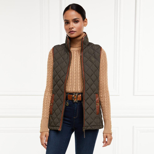 Khaki Holland Cooper Womens Country Quilted Gilet Model
