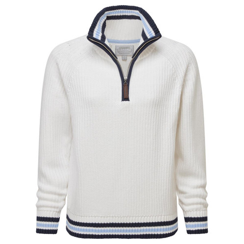 Soft White/Sky Blue Schoffel Womens Havelet 1/4 Zip Jumper