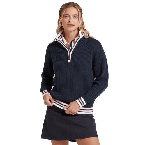 navy / blush model  Schoffel Womens Havelet 1/4 Zip Jumper