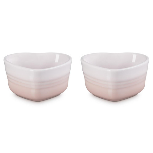 Le Creuset Stoneware Set Of 2 Heart Ramekins Shell Pink