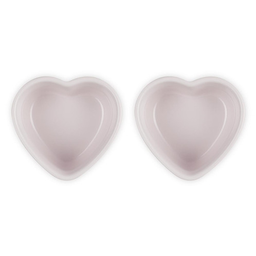 Le Creuset Stoneware Set Of 2 Heart Ramekins Shell Pink