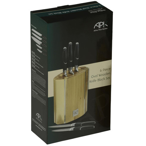 Arthur Price Kitchen 6 Piece Oval Wooden Knife Block Set Packaging