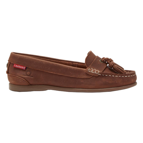 Dark Tan Chatham Womens Pulau Tassel Loafers Side