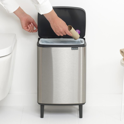Matt Steel Fingerprint Proof Brabantia Bo Waste Bin Hi 12 Litre Lifestyle