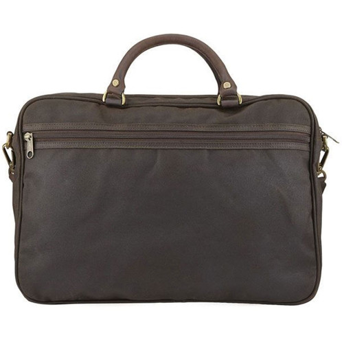 Olive Barbour Unisex Wax Leather Briefcase Back