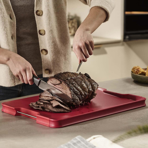 Red Large  Joseph Joseph Cut & Carve Plus Chopping Board meat