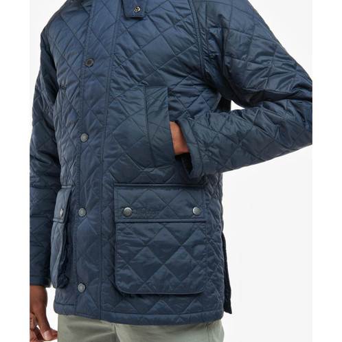 Navy Barbour Mens Ashby Quilt Jacket Handwarmer pocket