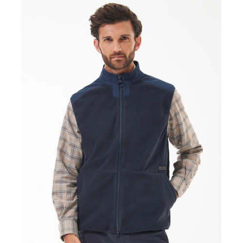 Navy Barbour Mens Country Fleece Gilet On Model