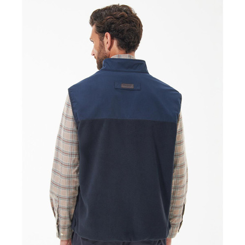 Navy Barbour Mens Country Fleece Gilet Back On Model