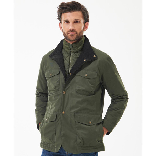 Olive Barbour Mens Ogston Jacket On Model