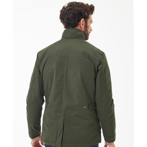 Olive Barbour Mens Ogston Jacket Back on Model