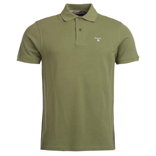 Burnt Olive Barbour Mens Tartan Pique Polo