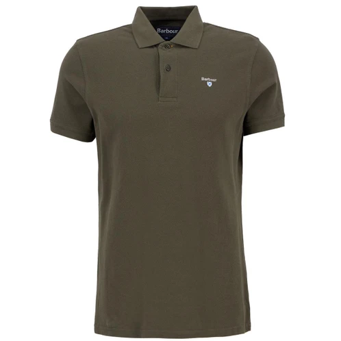 Dark Olive Barbour Mens Tartan Pique Polo