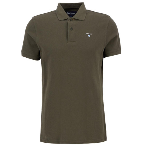 Dark Olive Barbour Mens Tartan Pique Polo