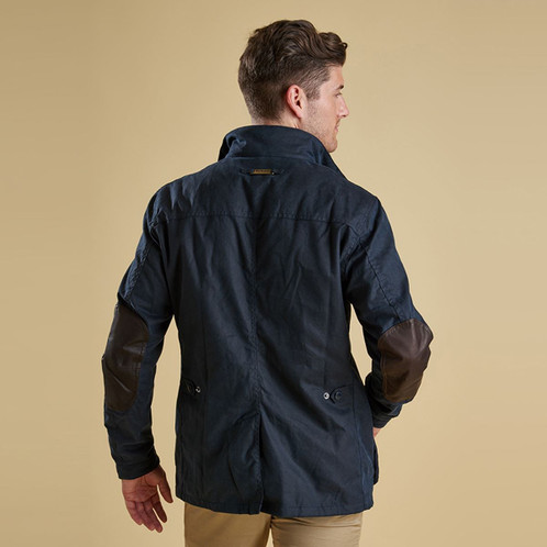 Navy Barbour Mens Ogston Wax Jacket Back