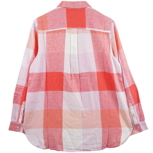 Pink Check Joules Lorena Longline Woven Shirt Rear