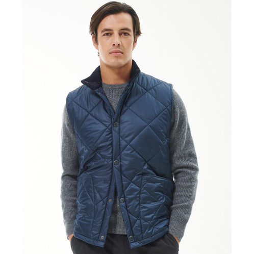 Navy Barbour Mens Liddesdale Gilet On Model