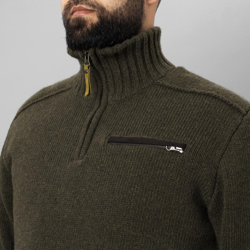 Willow Green Harkila Mens Annaboda 2.0 HSP Knit Pullover On Model