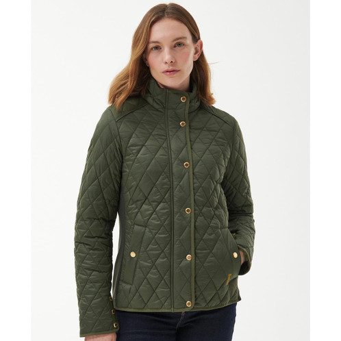 Olive Barbour Womens Yarrow Quilt Jacket Model