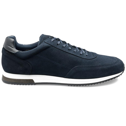 Navy Suede Loake Bannister Trainers Side