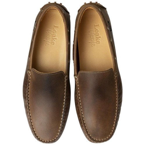 Brown Nubuck Loake Mens Donington Moccasins Shoes Top