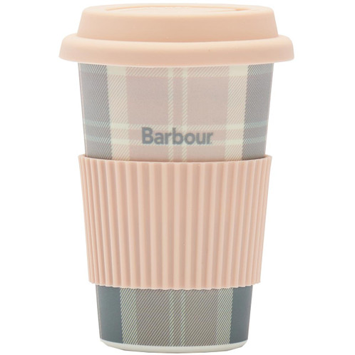 Pink/Grey Tartan Barbour Reusable Tartan Travel Mug
