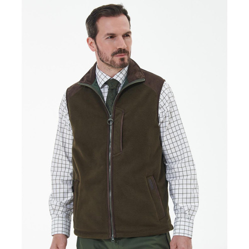 Olive Barbour Mens Active Fleece Gilet Front