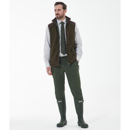 Olive Barbour Mens Active Fleece Gilet On Model