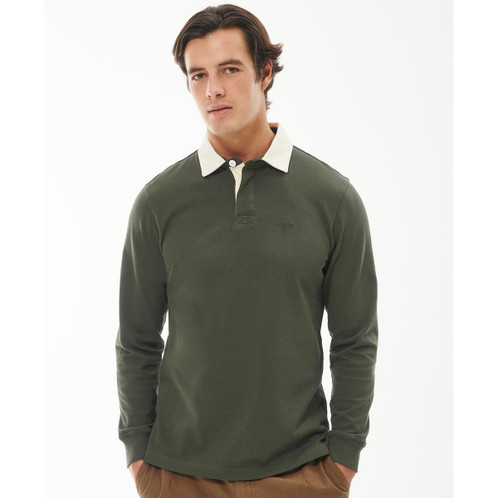 Olive Barbour Mens Howtown Rugby Top Front