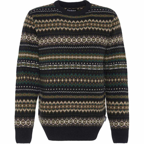 Black Marl Barbour Mens Case Fairisle Crew Neck