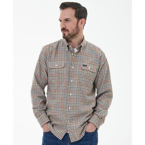 Olive Barbour Mens Foss Tailored Shirt Model