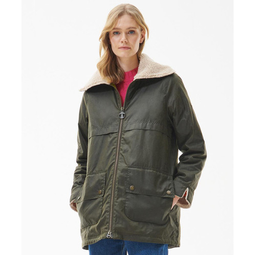 Archive Olive Barbour Womens Pine Wax Jacket Model