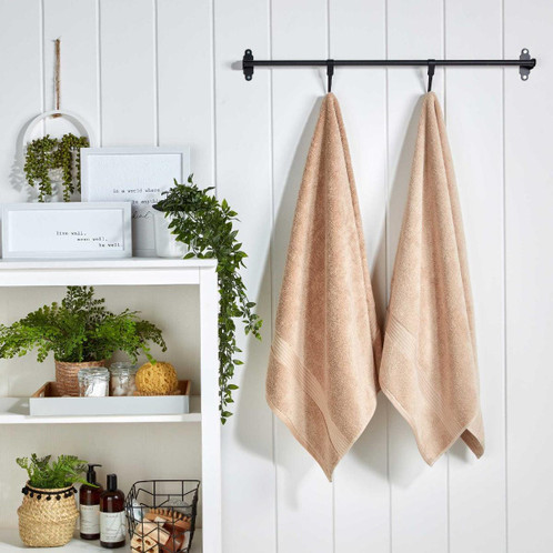 Christy Supreme Hygro Towel Stone Brown Hanging In Kitchen